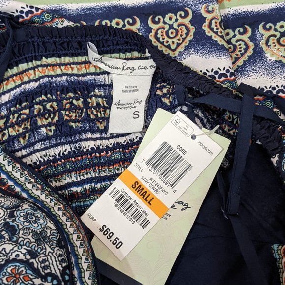 NWT American Rag Smocked Spaghetti Strap Mini Summer Beach Flowy Dress Small S - Picture 7 of 9